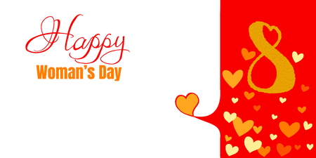 8 March lettering greeting card. International Happy Women's Day. Vector illustration.のイラスト素材