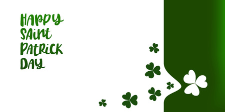 Vector illustration of Happy Saint Patricks Day logotype. Hand drawn typography badge with shamrock.のイラスト素材