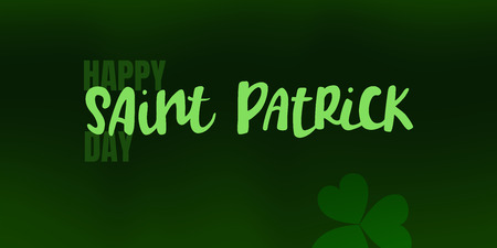 Vector illustration of Happy Saint Patricks Day logotype. Hand drawn typography badge with shamrock.のイラスト素材