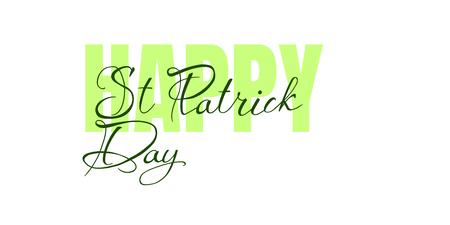 Vector illustration of Happy Saint Patricks Day logotype. Hand drawn typography badge with shamrock.のイラスト素材