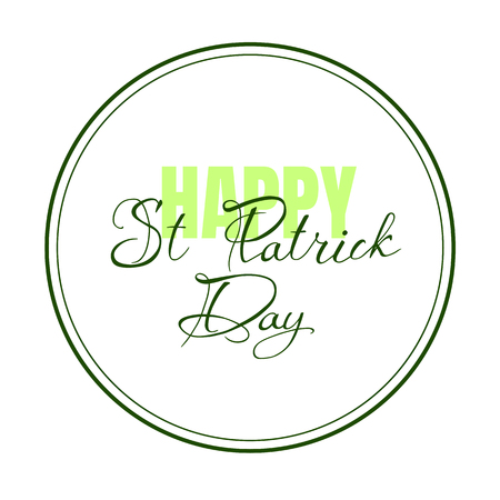 Vector illustration of Happy Saint Patricks Day logotype. Hand drawn typography badge with shamrock.のイラスト素材