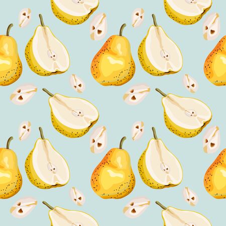 Seamless pattern with pear. Ripe and juicy pear. Wallpaper, print, wrapping paper, modern textile...
