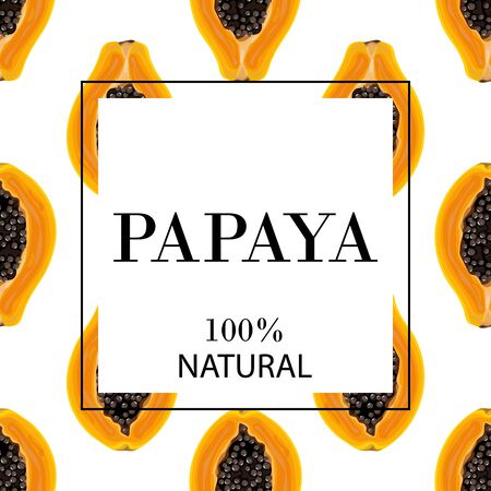 Stylized orange papaya on a white background with the textのイラスト素材