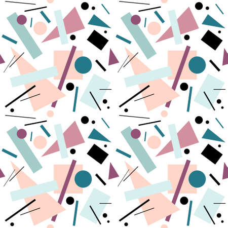 Seamless abstract pattern with simple geometric shapes on a white background. Wallpaper, print,...
