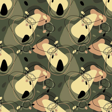 Seamless abstract pattern with primitive elements. Minimalistic background. Wallpaper, print, paper,...