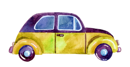 Watercolor car, hand painted illustration.の写真素材