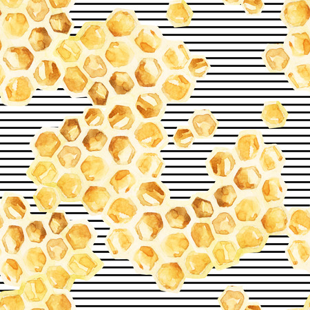 Watercolor honeycombs seamless pattern.の写真素材