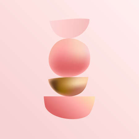 Gradient colored geometric forms and shapes. Simple abstract banner, template in gold rose color, for the design of a cover, flyer or social media post. Vector backgroundのイラスト素材