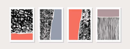 Abstract geometric poster set in modern mid century style.のイラスト素材