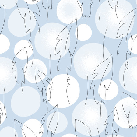 Modern abstract dandelion line art seamless pattern. Geometric grunge textured flower, outline leaves wallpaper background. Vector printable art for summer design, fabric, notebook cover, cute nurseryのイラスト素材