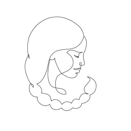 Scorpio woman astrological sign. Beautiful girl in line art style. Water sign. Modern zodiac vector illustration for horoscope calendar, alchemy, spiritualism, minimal boho, fashion design.のイラスト素材
