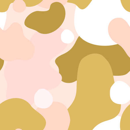 Abstract organic shapes camouflage seamless pattern. Contemporary cut out forms, shapes, paper cutouts geometric elements background. Vector illustration for surface design, wallpaper, textile.のイラスト素材