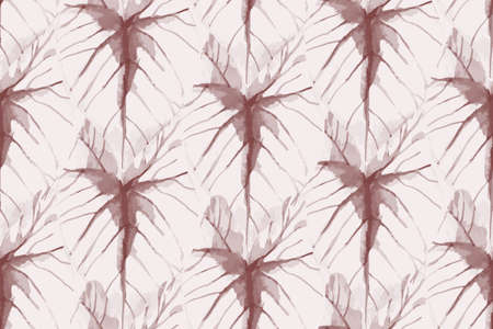 Abstract tropical leaves seamless pattern. Summer background. Minimal illustration with hand drawn watercolor textured leaves for minimalist print, cover, boho home decor, wallpaper design Vector artのイラスト素材