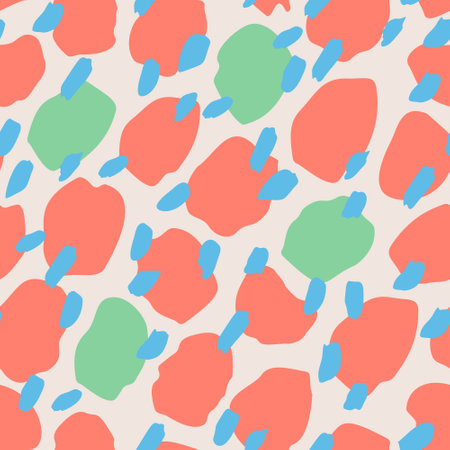 Bold polka dot seamless pattern. Hand drawn dots, blobs, spots, blots, circle, brush strokes texture background. Abstract illustration for wrapping paper, textile, fabric, wallpaper, repeating designのイラスト素材