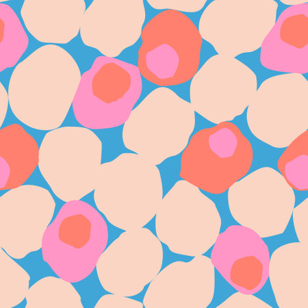 Bold polka dot seamless pattern. Big hand drawn dot, blob, spot, blot, circles texture background. Abstract art illustration for cute wrapping paper, fun textile, fabric, wallpaper, repeating designのイラスト素材