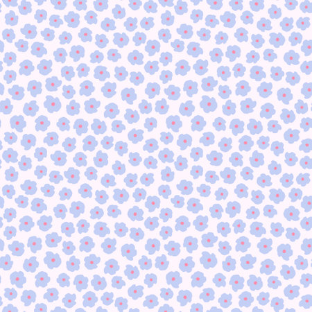 Abstract floral seamless pattern in retro style. Simple surface design with abstract small flowers. Ditsy vector repeated background for textile, fabric, wallpaper design. Blooming daisy flowersのイラスト素材