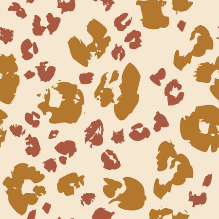 Animal skin print. Leopard`s spotted fur seamless pattern design. Trendy abstract texture with brush strokes, rosettes. Trendy vector illustration for surface wrapping, fabric designのイラスト素材