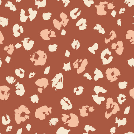 Animal skin print. Leopard`s spotted fur seamless pattern design. Trendy abstract texture with brush strokes, rosettes. Trendy vector illustration for surface wrapping, fabric designのイラスト素材