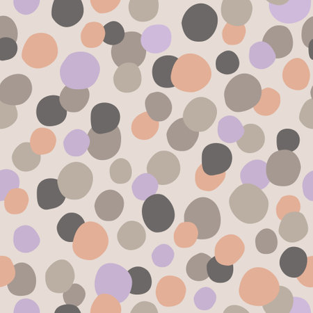 Irregular polka dots seamless pattern in retro style. Hand drawn dots, blobs, spots, blots, circle, brush strokes texture background. Hand drawn vector illustration for kids fabric, textile, wallpaperのイラスト素材