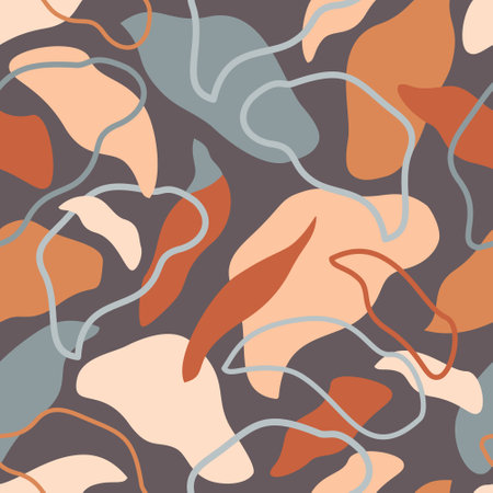 Abstract botanical leaves abstract seamless pattern. Tropical bush modern art. Organic shapes design for summer prints, cover, home deco wallpaper, social media post, story background. Vector artのイラスト素材