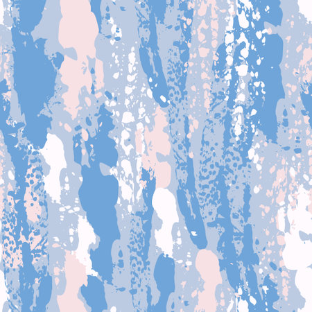 Abstract paint brush strokes seamless pattern. Vector rough textured brushstroke painted stains, stripes, smudges background. Fashion camouflage, horizontal line movement for wrapping paper, fabricのイラスト素材