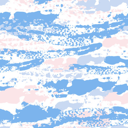 Abstract paint brush strokes seamless pattern. Vector rough textured brushstroke painted staines, stripes, smudges background. Fashion camouflage, horizontal line movement for wrapping paper, fabricのイラスト素材