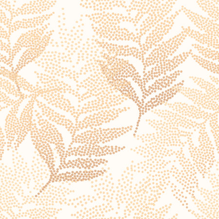 Golden color tropical leaves seamless pattern. Abstract dotted leaf luxury silhouette background. Halftone palm leaves. Tropics illustration for wallpaper, textile design. Botanical vector artのイラスト素材