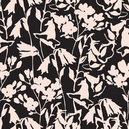Beautiful floral seamless pattern. Cute natural background with wild meadow flowers. Hand drawn grunge wildflowers wallpaper. Simple daisy vector print for spring textile, fabric designのイラスト素材