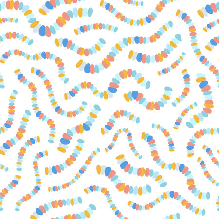 Abstract seamless pattern with mosaic stone shapes. Wavy lines curves minimalist art background. Graphic vector illustration for wallpaper decor, fabric, textile, boho minimal print designのイラスト素材