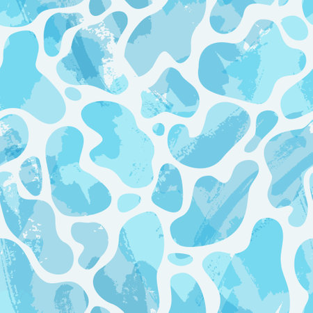 Abstract watercolor brush stroke, smear in organic shapes seamless pattern. Hand drawn grunge textures, wavy curves background. Vector art illustration for wallpaper, textile, fabric, print designのイラスト素材