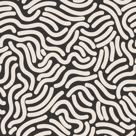 White paint brush strokes vector seamless pattern. Wavy squiggle texture background. Abstract minimal line doodles print. Vector illustration for wallpaper design, fabric, textile, paper wrappingのイラスト素材