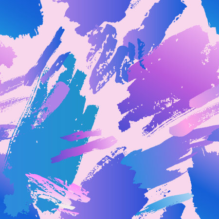 Abstract brush stroke, neon smear, colorful seamless pattern. Hand drawn bright grunge textures, smudges, brushstrokes background. Vector art illustration for wallpaper, textile, fabric, modern designのイラスト素材