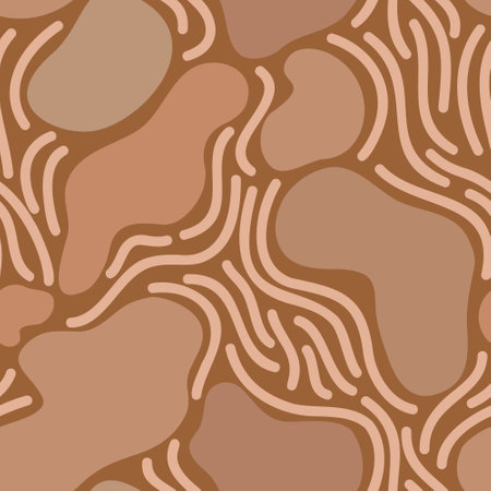 Comic geometric texture background. Organic shape, lines seamless pattern. Abstract minimal line doodles, wavy curved shapes print. Bold vector illustration for wallpaper design, fabric, textileのイラスト素材