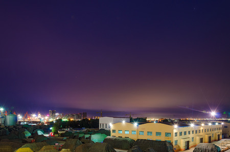 warehouse landscape view during night timeのeditorial素材