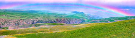 Photographed at the Karajun grassland, a world natural heritage site in Tekes County, Ili Kazakh Autonomous Prefecture, Xinjiang, China.の写真素材