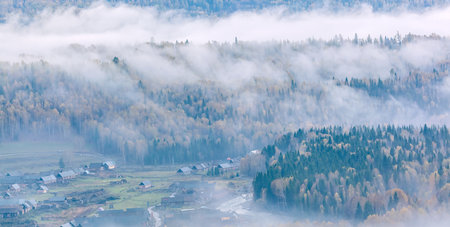 Photographed in Hemu Scenic Area of Kanas Scenic Area, Burqin County, Altai Region, Xinjiang, China.の写真素材