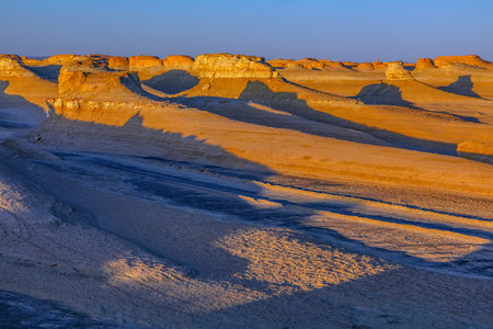 The Longcheng Yadan landform was photographed in Ruoqiang County, Bayingolin Mongol Autonomous Prefecture, Xinjiang, China.の写真素材