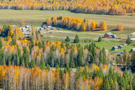 Photographed in Hemu Village, Burqin County, Altai Prefecture, Xinjiang, China.の写真素材
