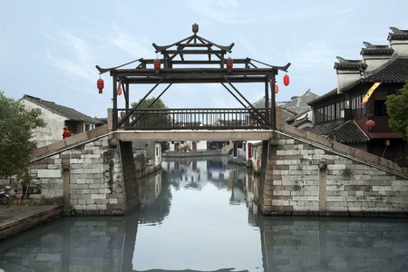 Ancient chinese  river village Tongli near Suzhouのeditorial素材