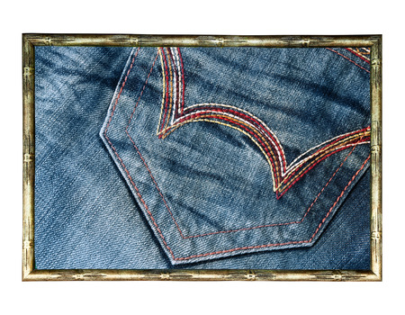 Fragment of modern jeans with colored lineの写真素材