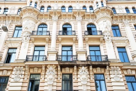 Historic art nouveau building in the heart of Rigaの写真素材