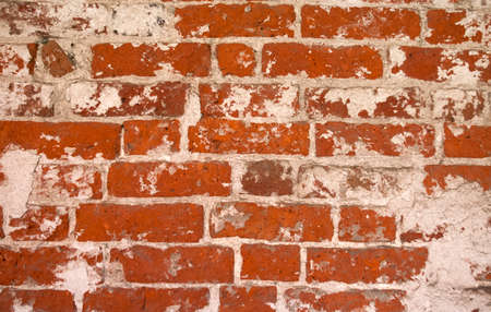 Background of grunge red brick wall with cement