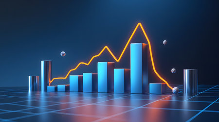 digital business growth graph financial data analysisの素材