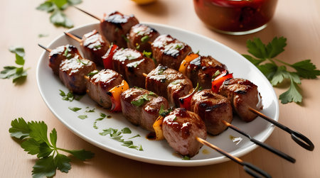 delicious grilled beef and pepper skewersの素材