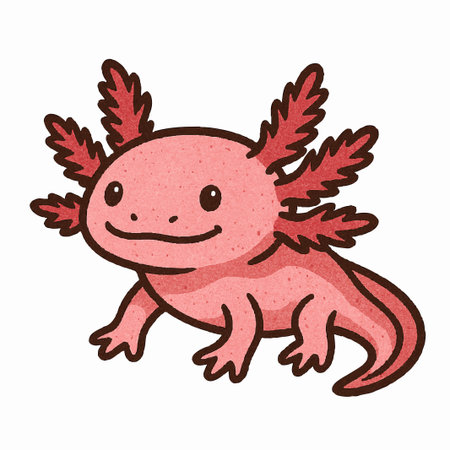 cute pink axolotl cartoon illustrationのイラスト素材