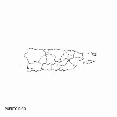 Puerto Rico Map Outline with Regions Black and White Vectorのイラスト素材