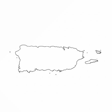 Puerto Rico Map Outline Simple Black Line Graphic Vectorのイラスト素材