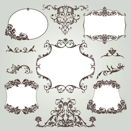 vector set of floral elementsのイラスト素材