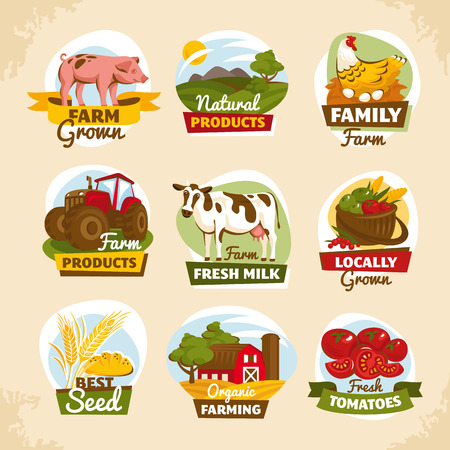 Vintage farm labels vector illustrationのイラスト素材