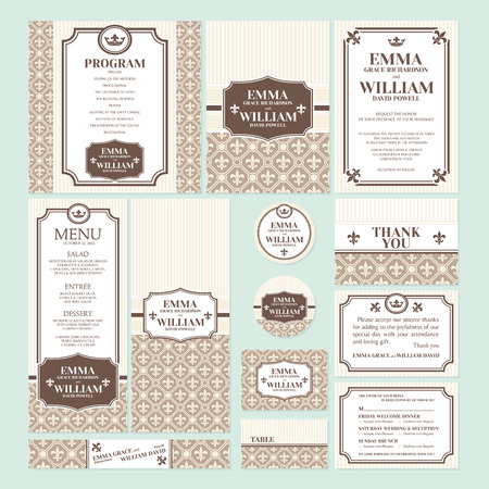 Set of wedding cards vector illustrationのイラスト素材